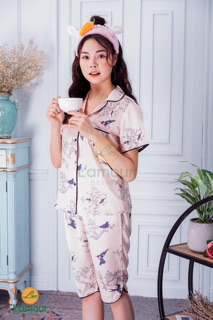 Bộ Lụa hoạ tiết hoa và én - Lửng