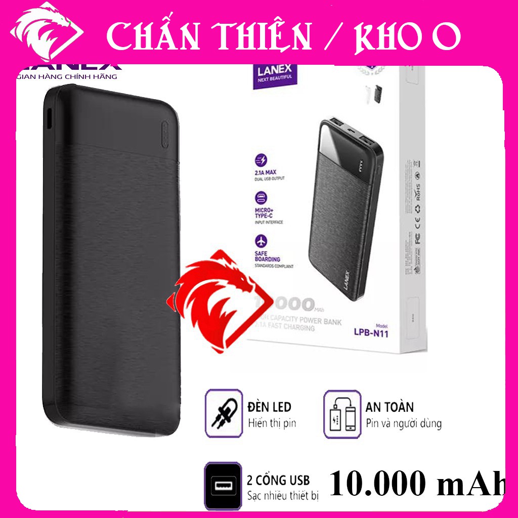 ✔️CHÍNH HÃNG✔️ Sạc Dự Phòng 10000mah Chính Hãng Lanex LPB-N11 - Bảo Hành 12 Tháng