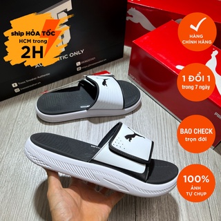 Dép puma soft ride velcro white black 382112 04