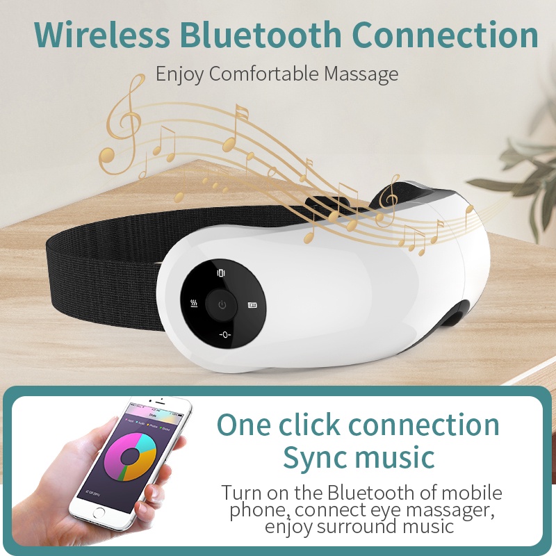Máy mát xa mắt Jinkairui sử dụng áp suất không dây thông minh tích hợp chế độ rung có thể kết nối bluetooth nghe nhạc