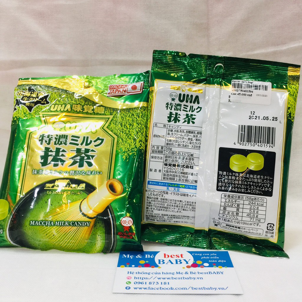 ✅Kẹo Matcha trà xanh UHA 8.2 Nhật Bản mẫu mới 2019