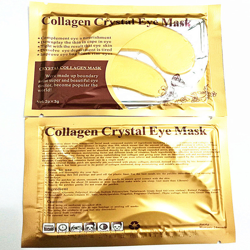 We Flower 1Pair Gold Crystal Collagen Eye Mask For Eye Care Dark Circles Remove Anti-Aging Wrinkle