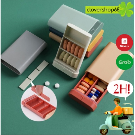 Hộp đựng thuốc chia  6 ngăn bỏ túi có ngăn kéo thông minh  Clovershop68