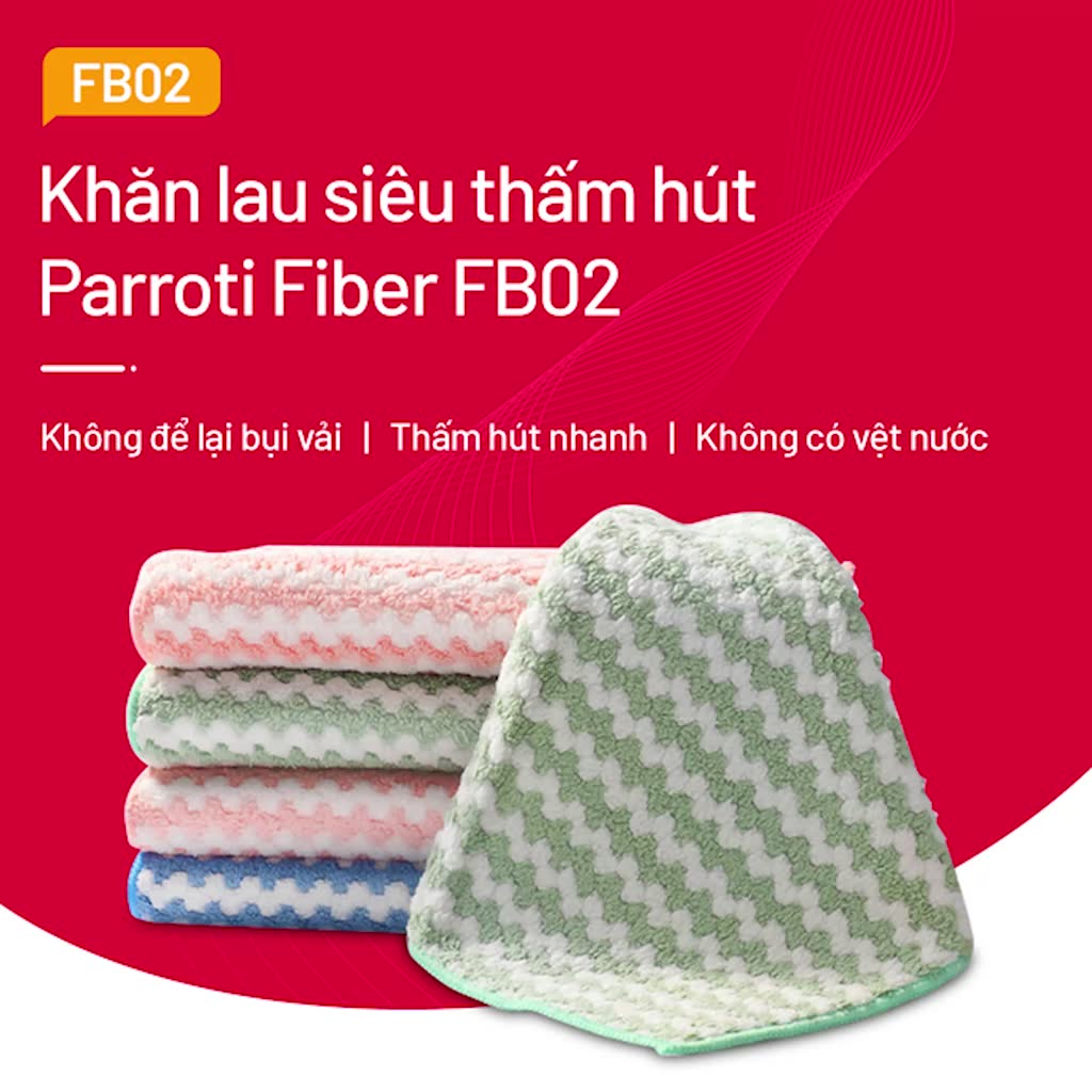 Combo 5 Khăn lau bếp đa năng siêu thấm hút, lau kính, xe ô tô Parroti Fiber | BigBuy360 - bigbuy360.vn