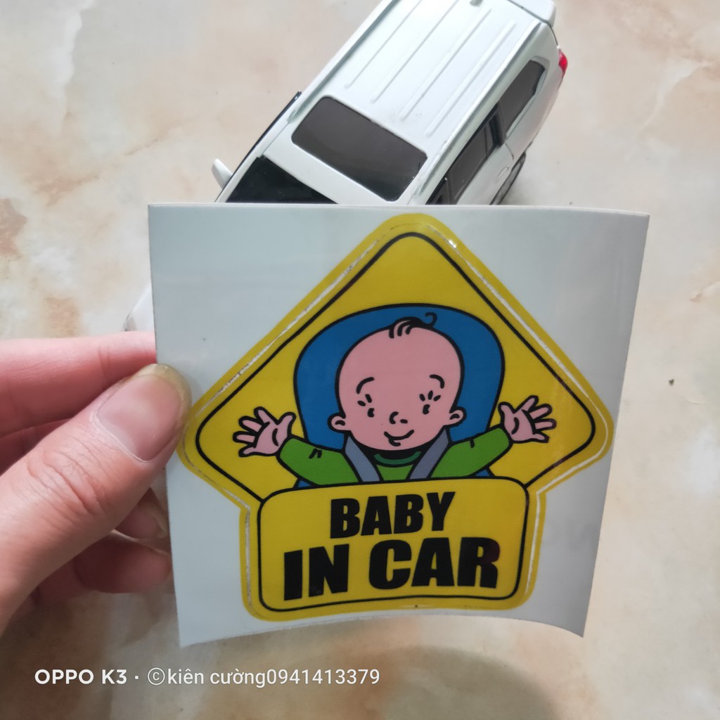 Decal Sticker Baby In Car dán ô tô xe hơi- cảnh báo có trẻ nhỏ trong xe