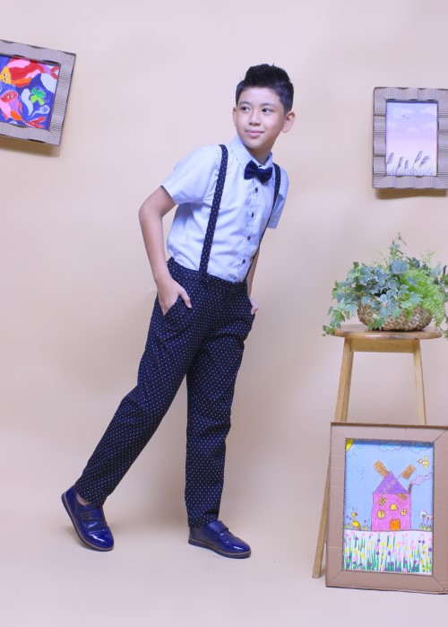 Áo sơ mi bé trai tay ngắn thời trang Jadiny màu xanh da trời