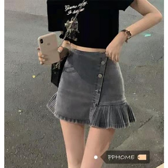 Chân váy jean Chữ A Lưng Cao Thời Trang Mới