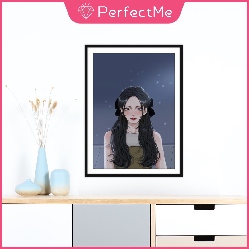 Bộ Tranh Đính Đá 5D Tự Làm Hình Lisa Jennie BLACKPINK Hoạt Hình Kích Thước 30X40Cm