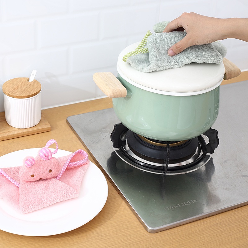 Khăn Lau Tay Hai Mặt Dày Dặn Thấm Hút Nước Họa Tiết Hoạt Hình Dễ Thương