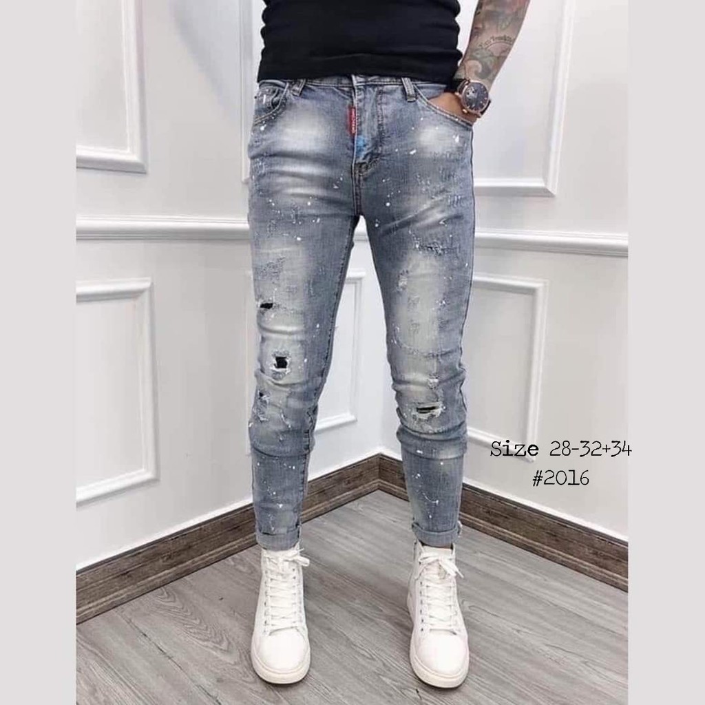 Quần jean nam rách co giãn đẹp, quần bò nam size lớn