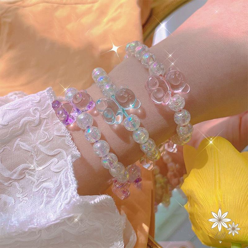 【Kifli】Dây buộc tóc đính hạt hình gấu dễ thương phong cách Hàn Quốc