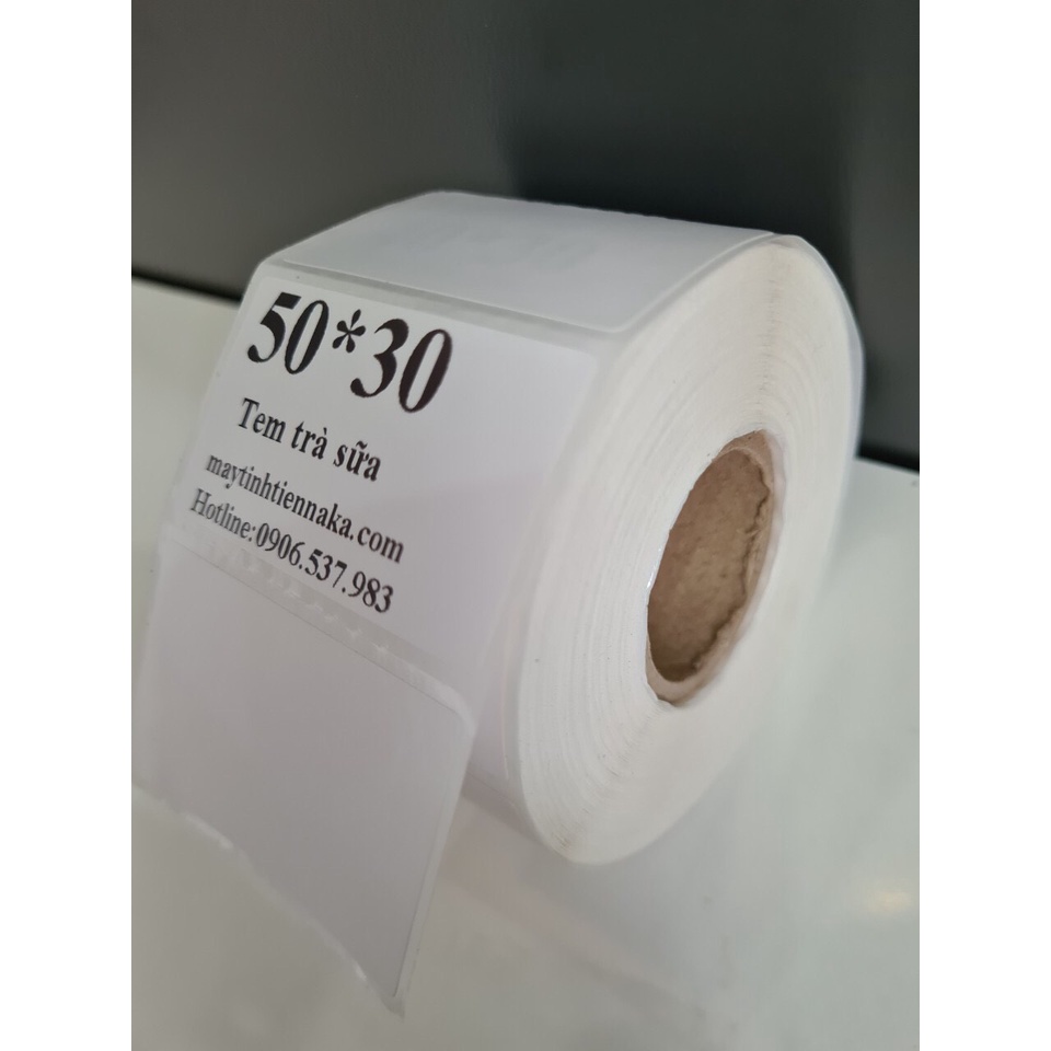Giây in tem 50x30 - Tem nhiệt in tem nhãn, in mã vạch, in tem phụ 50x30mm - 5x3cm siêu rẻ