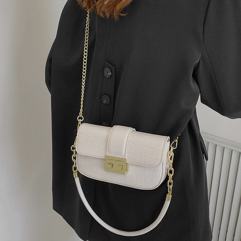 Túi đeo vai IELGY hình vuông cỡ nhỏ họa tiết vân đá phối dây xích kiểu Hàn Quốc thời trang cho nữ