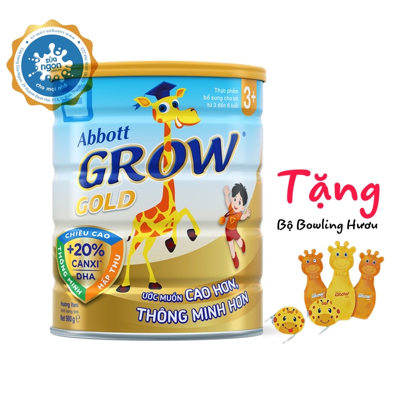 Sữa bột Abbott Grow Gold 3+ hương Vani (900g) tặng bộ Bowling hươu