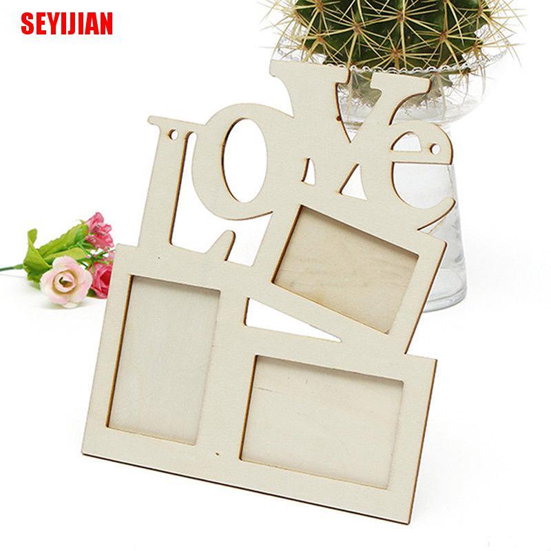 Khung ảnh bằng gỗ phối chữ Love trang trí nhà cửa DIY tiện lợi