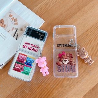 Ốp Điện Thoại PC Cứng Trong Suốt Hình Gấu Teddy Chống Sốc Cho Samsung Galaxy Z Flip 3 5G