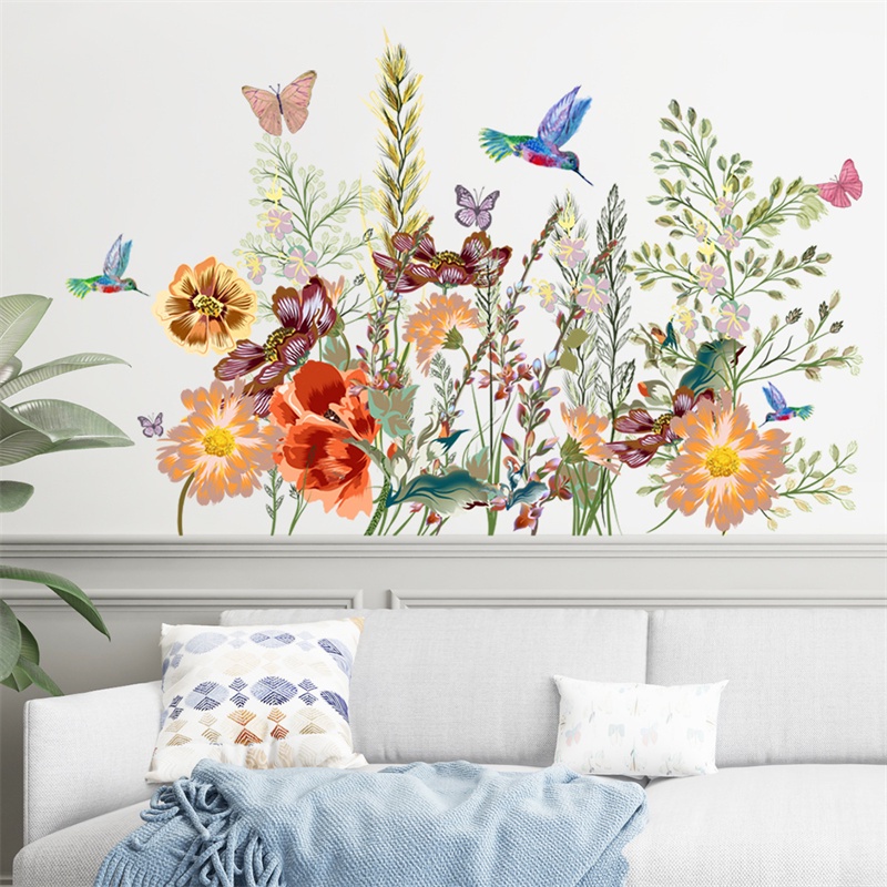 Miếng Dán Tường Trang Trí Hình Hoa Và Bướm