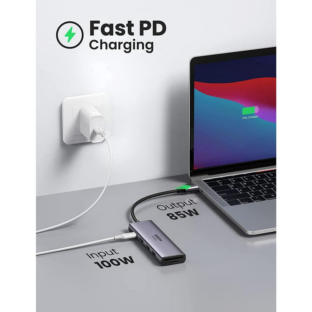 Hub USB C 6 in 1 Ugreen 70411 60384  Chính Hãng CM195