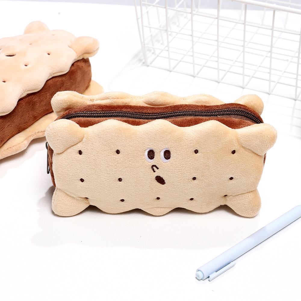 ZAIJIE24 Túi Đựng Bút Hình Bánh Quy Lông Xù Đáng Yêu Cho Nữ