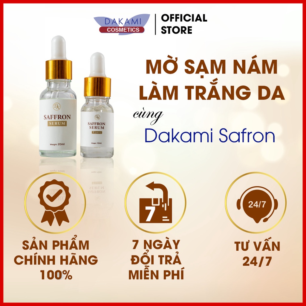 Bộ Đôi Serum Saffron Dakami- Tinh Chất Giúp Mờ Nám, Tàn Nhang 10ml Và 20ml Chính Hãng 100%