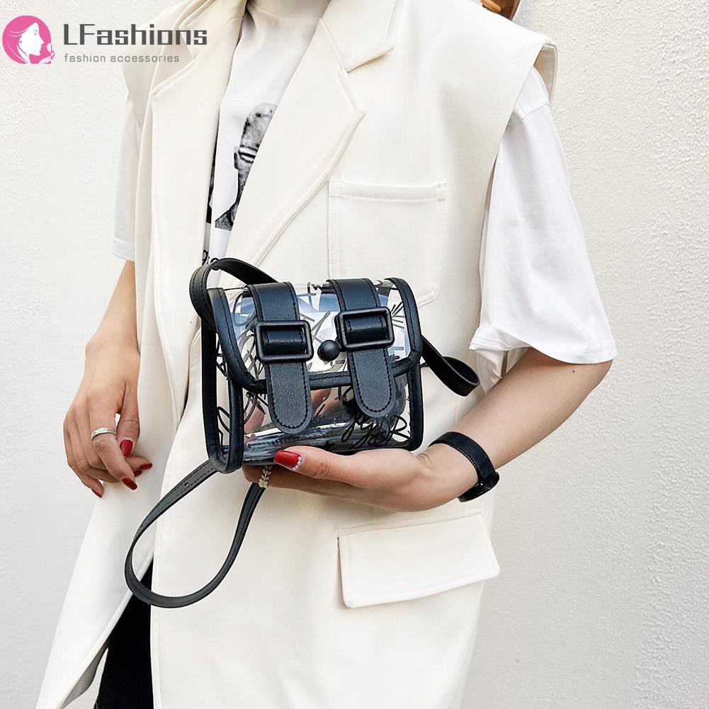 Fashion Women Transparent Graffiti Print Shoulder Bag Casual Mini Handbag