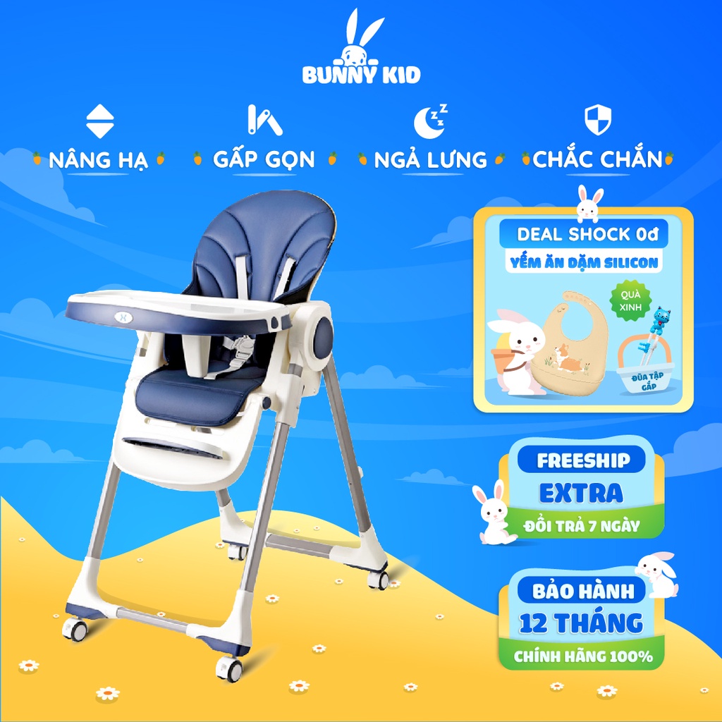 Ghế Ăn Dặm Cao Cấp Bellybaby Cho Bé Phiên Bản Nâng Cấp 2022, Gấp Gọn,Ngả Lưng 160 Độ, Bàn Ăn Rộng, Có Bánh Xe