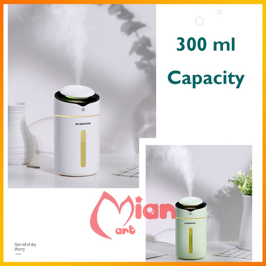 Máy máy tạo ẩm mini phun sương xông tinh dầu -  tạo độ ẩm ô tô tặng kèm tinh dầu bh 3 tháng - MIAN MART