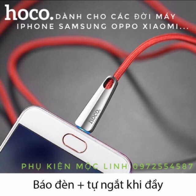 CÁP SẠC NHANH TỰ NGẮT CAO CẤP HOCO U35 CAO CẤP BẢO HÀNH 6 THÁNG CHO IPHONE SAMSUNG OPPO HTC XIAOMI TYPE C 5 6 7 8plus X