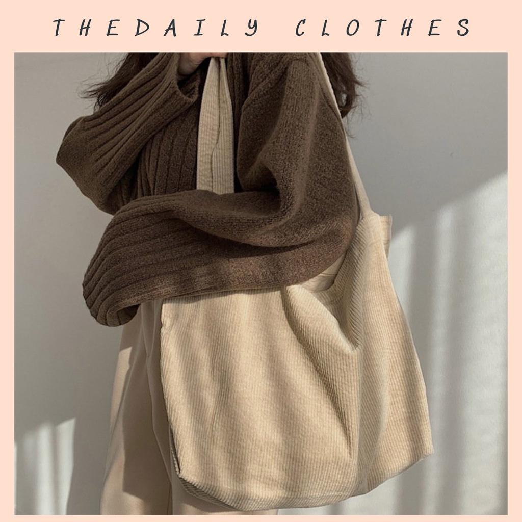 Túi tote nữ form to, Túi tote Nhung tăm, Phong cách Ulzzang, ảnh thật shop chụp