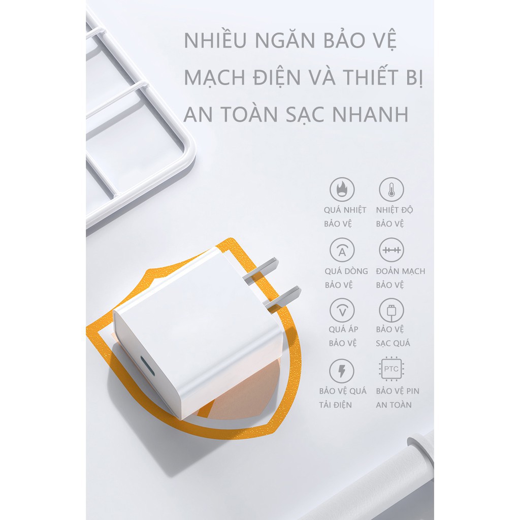 [BH6T] Bộ sạc nhanh 18w mới cổng type-c ra lighting cho dòng điện thoại ip8/8plus/x/xs/xsmax/11/11pro/11promax