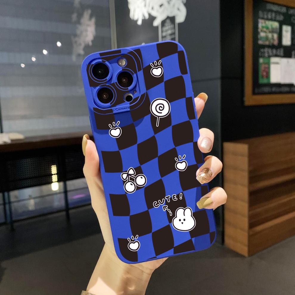 Ốp Điện Thoại Góc Vuông Họa Tiết Sọc Caro Thời Trang Cho Samsung Galaxy S22 Plus Note 20 Ultra S21 FE S20