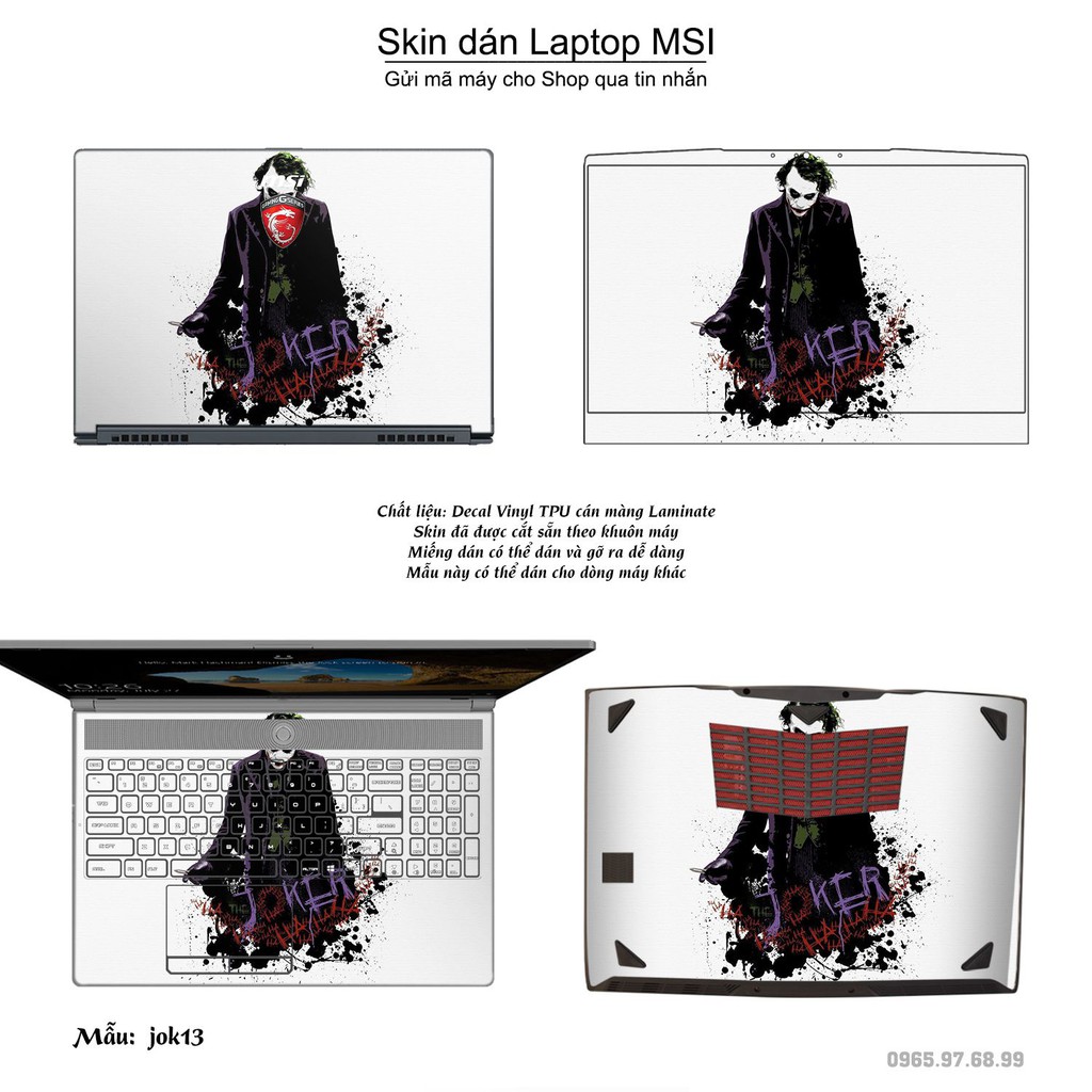 Skin dán Laptop MSI in hình Joker _nhiều mẫu 2 (inbox mã máy cho Shop)