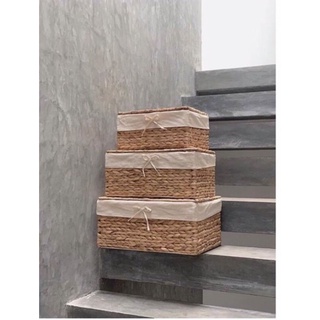 Giỏ lục bình đựng đồ, decor  khung sắt chắc chắn