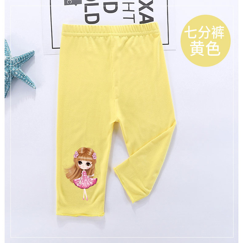 Cartoon Legging Pants Girls Solid Color Trousers Breathable Anti-mosquito Harem Pants