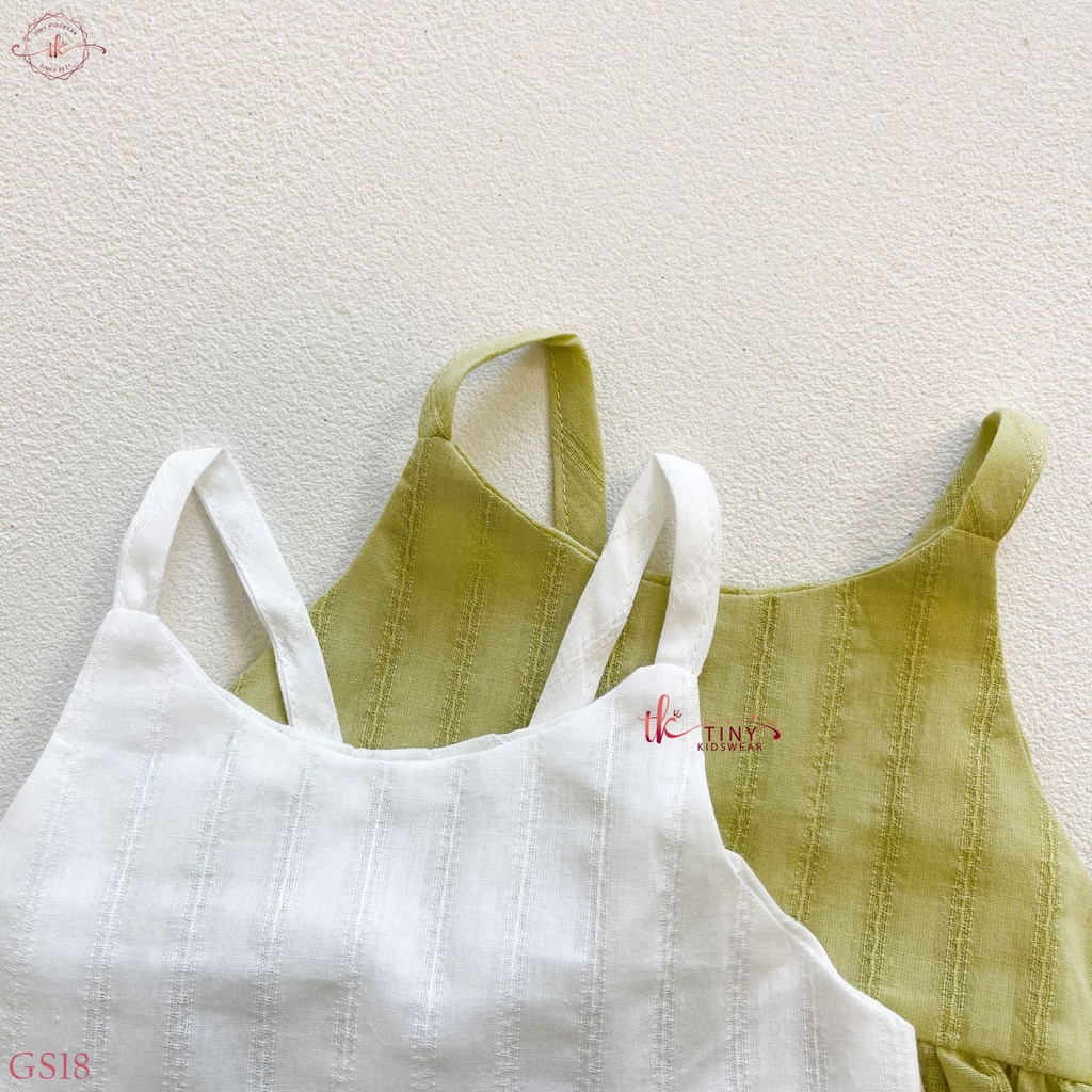 Bộ Bé Gái 2 Dây Chất Xô Linen Mát Mẻ, Set Quần Áo Cho Bé Gái Từ 5-15kg [GS18]