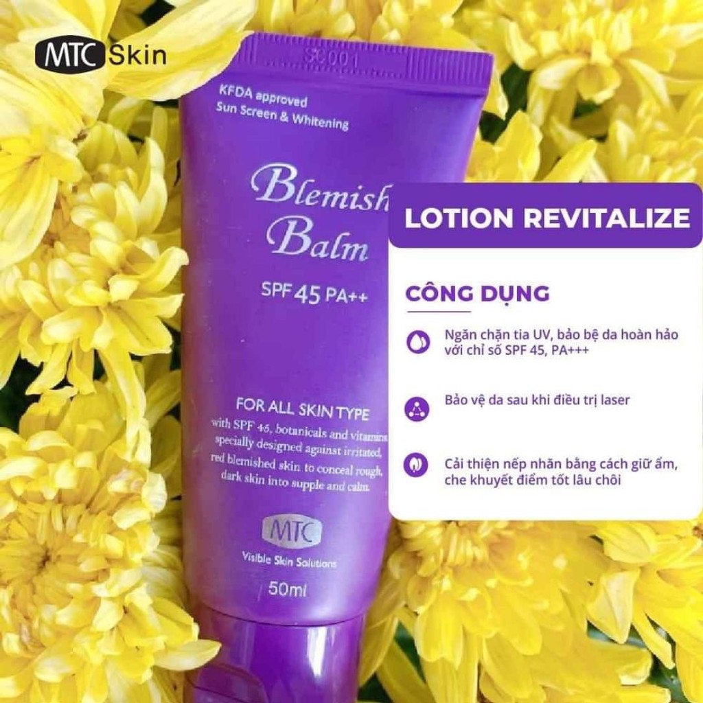 Kem nền chống nắng Blemish Balm, Daily Sun Protector- MTC Skin dưỡng da mịn màng, trắng sáng, mờ vết nhăn