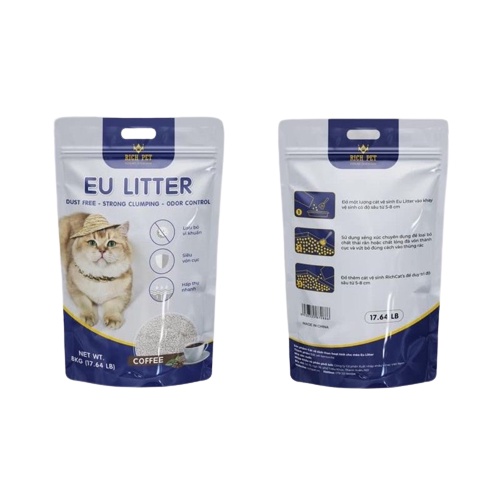 Cát Vệ Sinh Cho Mèo Siêu Vón Cục Siêu Ít Bụi 8KG EU Litter Khử Mùi Mạnh Mẽ, Siêu Tiết Kiệm