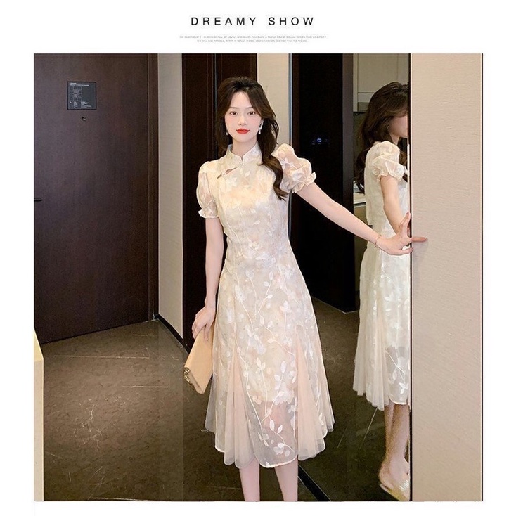 Đầm sườn xám dáng xoè xinh xắn