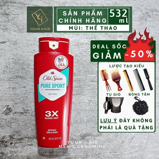 Sữa tắm Old Spice Pure Sport - 532ml | Mùi hương Thể Thao | Chính hãng USA