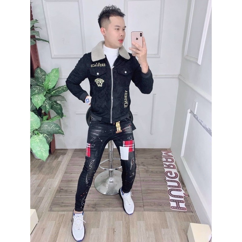 Áo khoác nam Da Lộn - Cổ lông tháo rời | BigBuy360 - bigbuy360.vn
