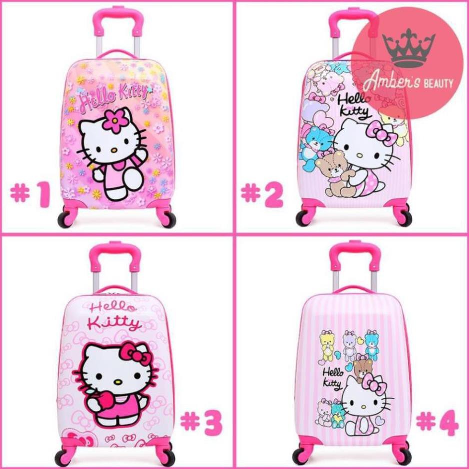 Vali kéo Hello kitty màu hồng cho bé ngộ nghĩnh đáng yêu size 18 rộng rãi