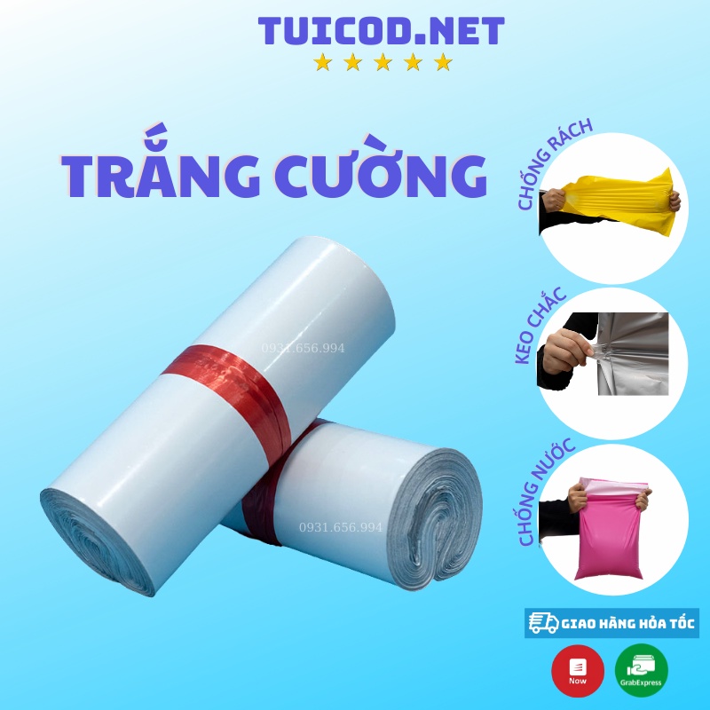 Túi Gói Hàng Màu Trắng Cường Cuộn 100 Cái Có Sẵn Keo Dán Niêm Phong Giá Xưởng