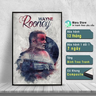 Tranh Treo Tường Wayne Rooney Và Cảnh Ola Trafford, Có Khung Composite