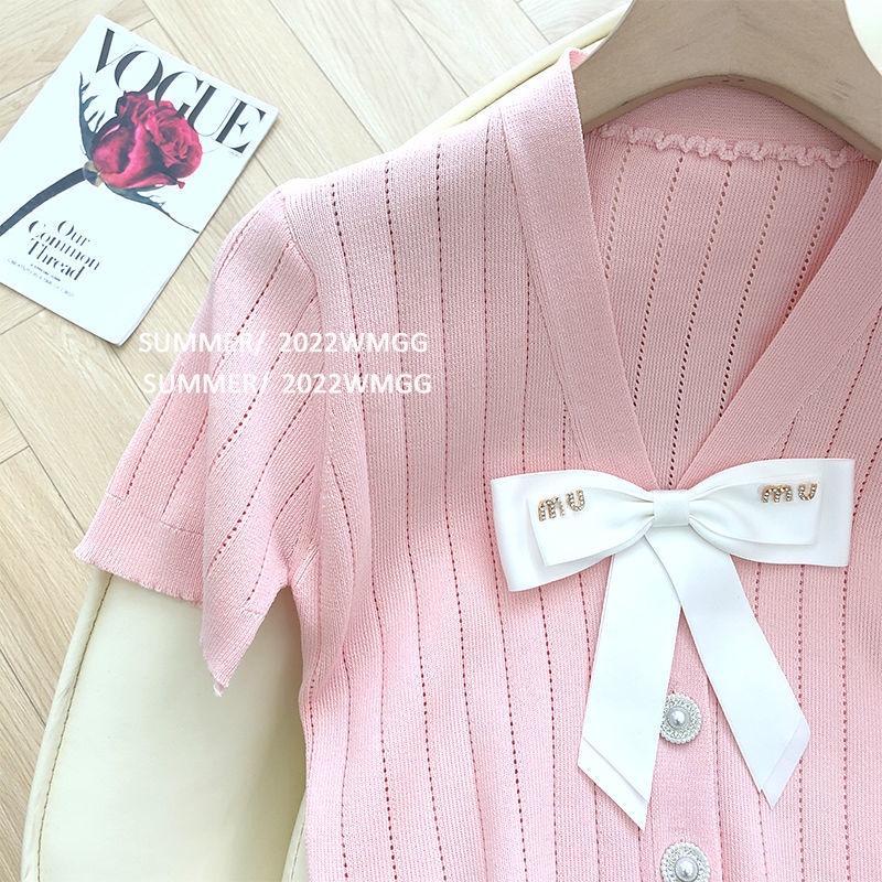 Áo Croptop Dáng Ôm Đính Nơ Dễ Thương Dành Cho Nữ