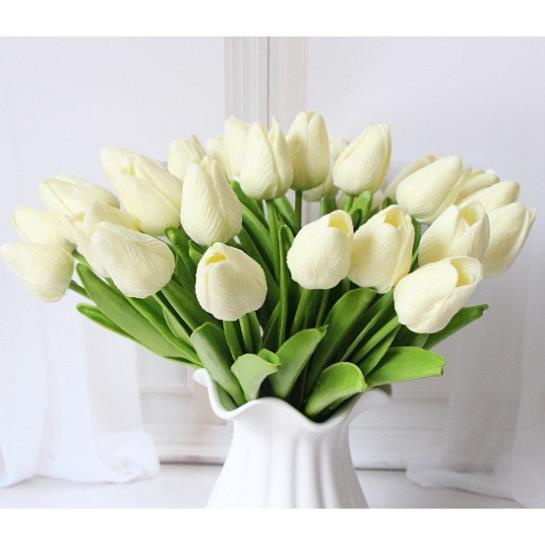 Hoa Tulip  giả lá xoăn bằng cao su non  mùi thơm nhẹ, giống thật 99%