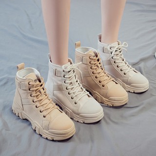 Giày Bốt Martin Cổ Ngắn Đế Dày Tăng Chiều Cao Thời Trang Xuân Thu 2020 Cho Nữ