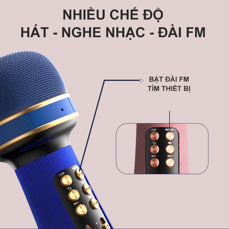 Micro Karaoke Bluetooth Kèm Loa Bluetooth Mini WS-898 Nâng giọng cực chất Loa Bluetooth Karaoke Gia Đình Có Thu Âm