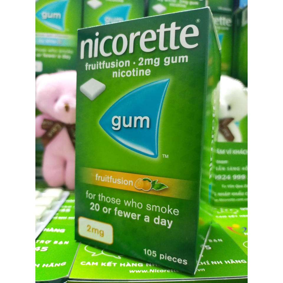 Keo Nicorette 2mg cai thuốc lá của Mỹ vỉ lẻ 15 viên vị trái cây bạc hà  Date Mới