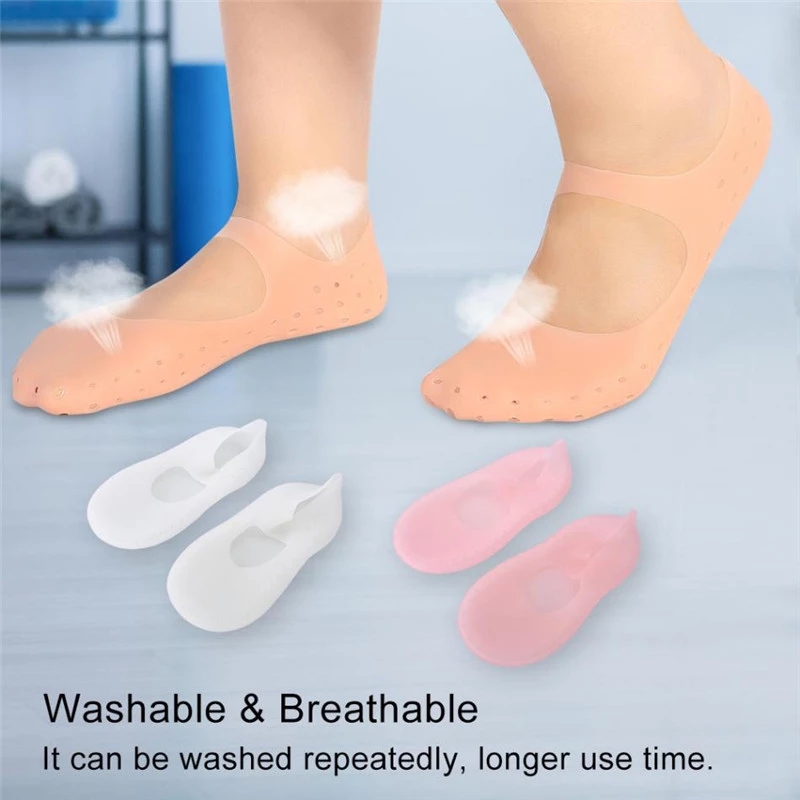 (Hàng Mới Về) 1 Cặp Vớ Silicone Gel Chăm Sóc Bàn Chân Giảm Đau Dưỡng Ẩm Tẩy Tế Bào Chết Thoáng Khí