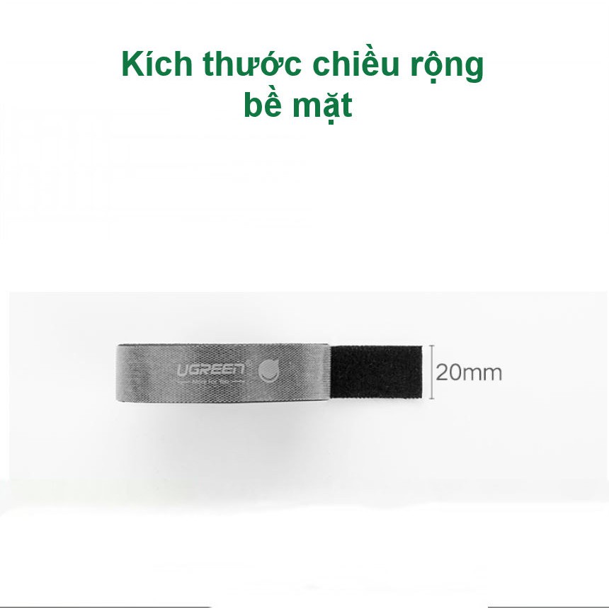 Dây dán Velcro tiện dụng màu xám UGREEN LP124 - Hàng Chính Hãng